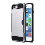 Wholesale iPhone 7 Plus Credit Card Armor Hybrid Case (Silver)